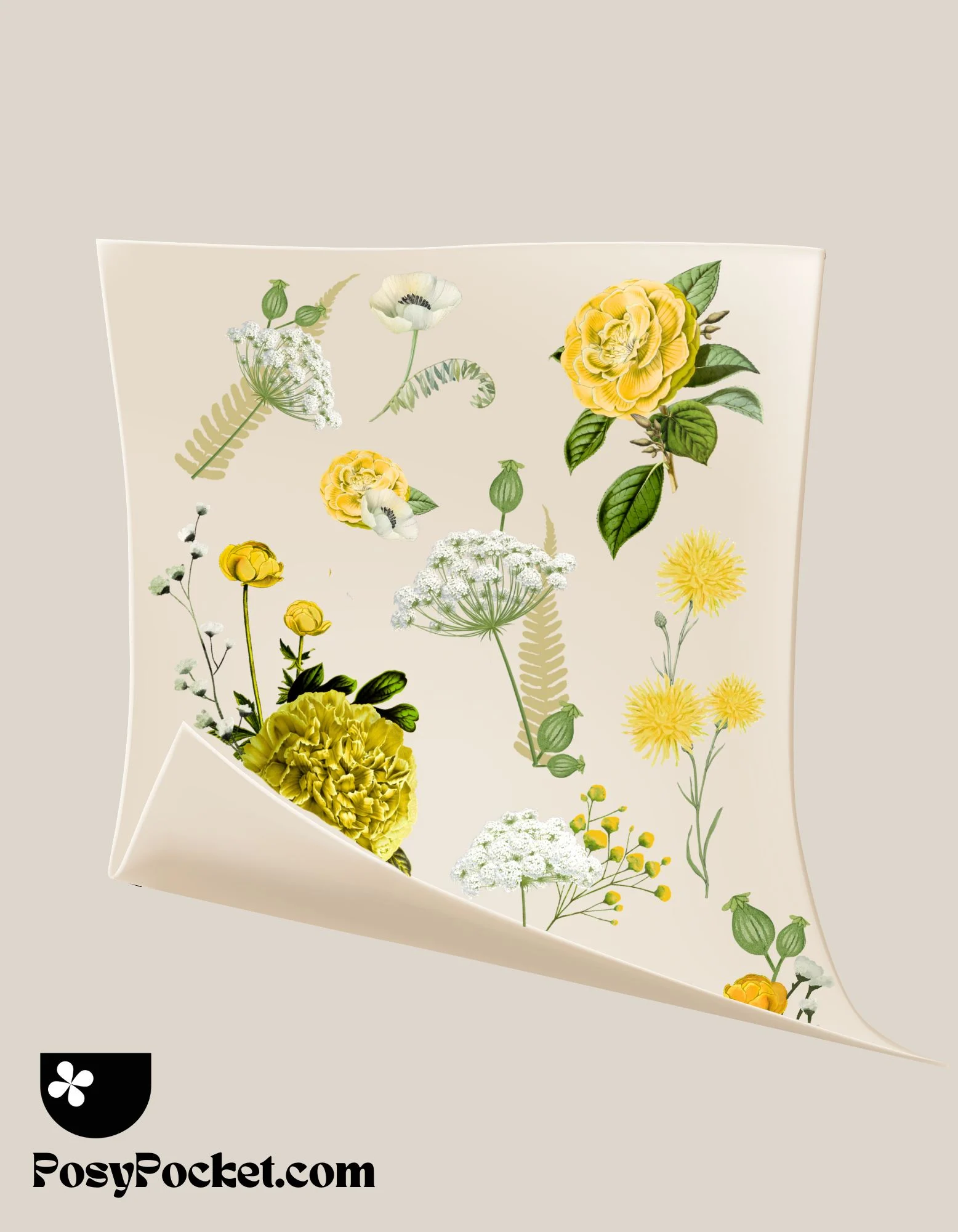 yellow floral decals on sheet