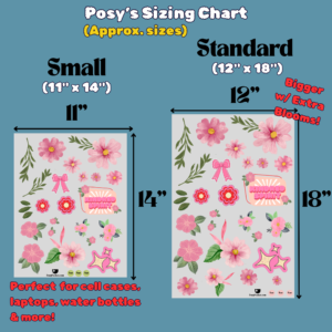 boho blossom pink decals sizing chart