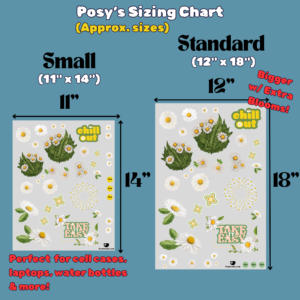 daisy decals on a size chart