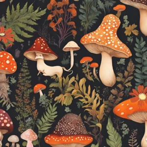 weird mushroom creatures in forest