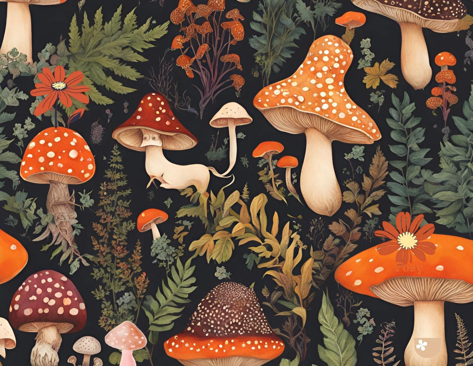 weird mushroom creatures in forest