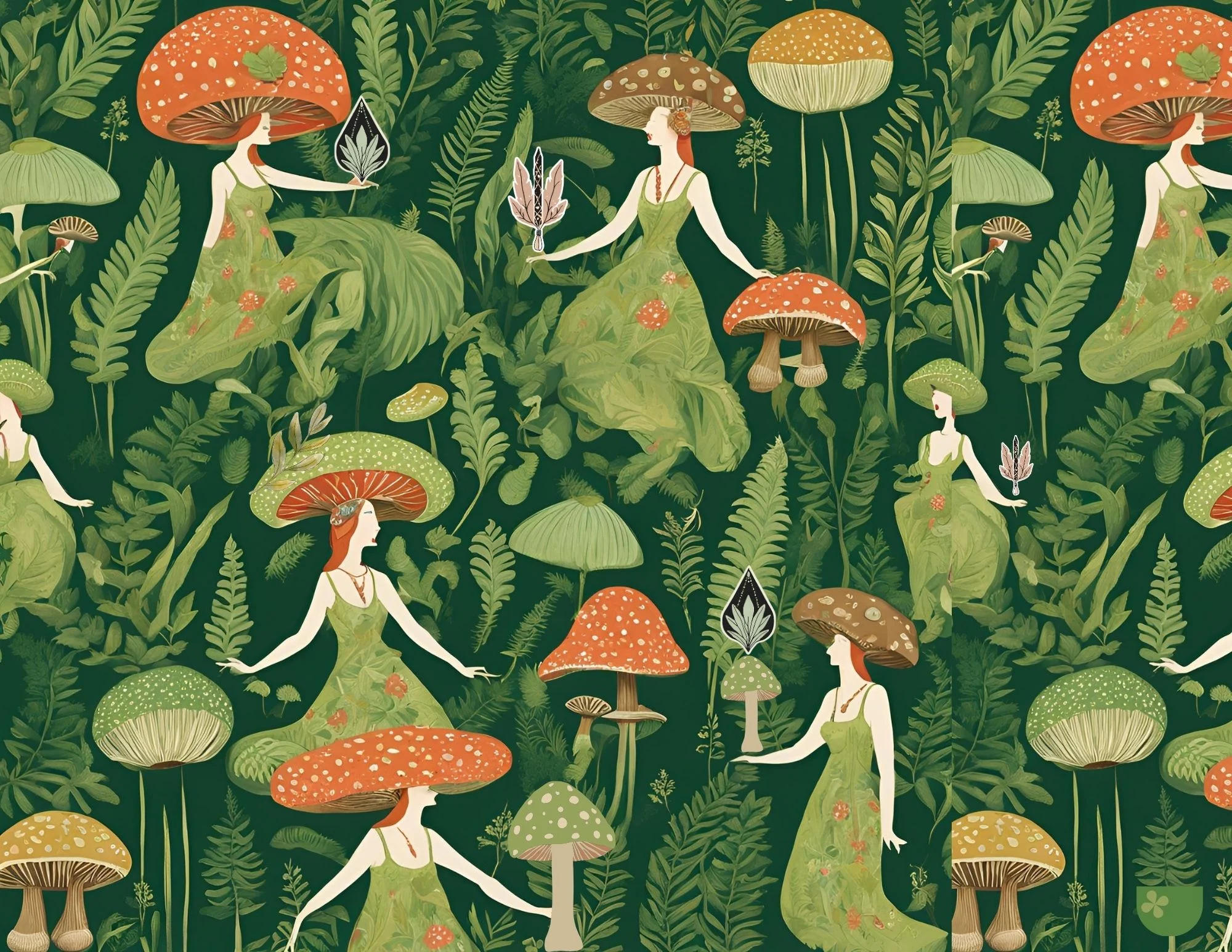 green mushroom hats on women oopsie art printable
