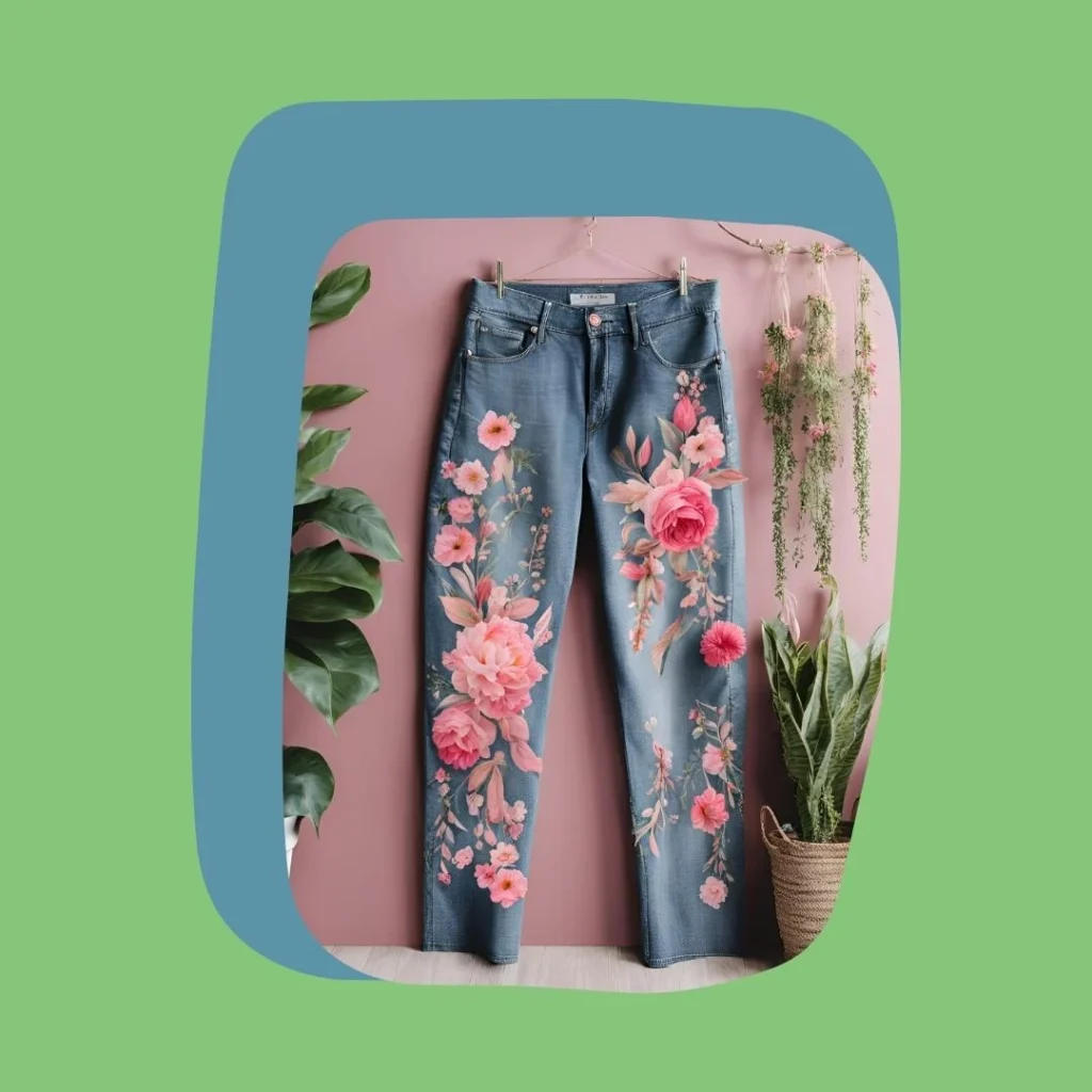 flower decals on jeans for product decals