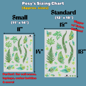 fern and clover decal size chart