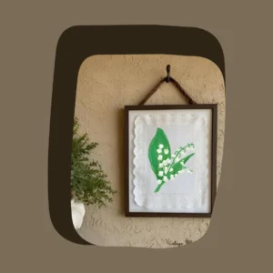 lily of valley decal on linen framed