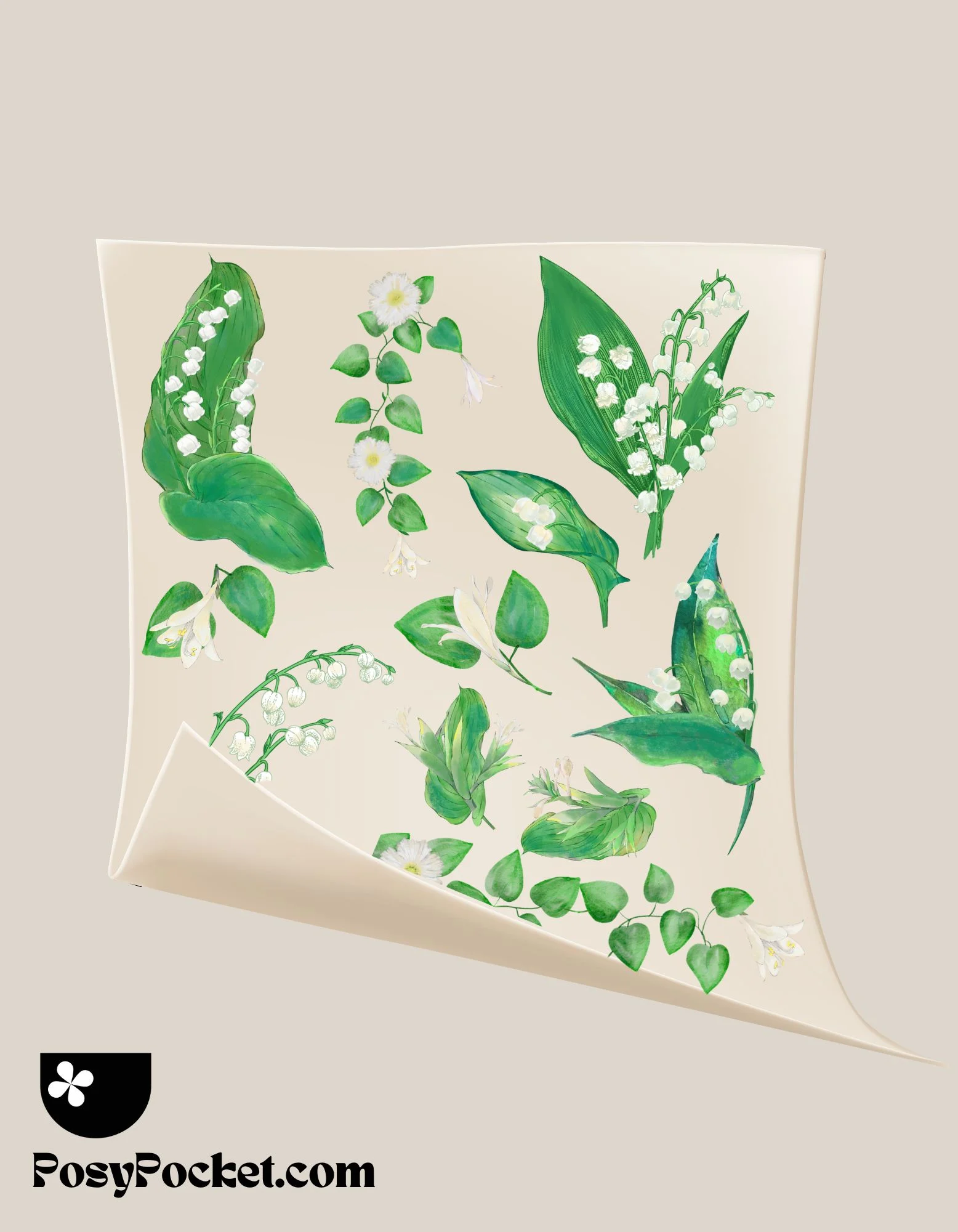 lily of the valley floral decals sheet