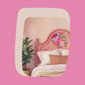 large peony decal on headboard