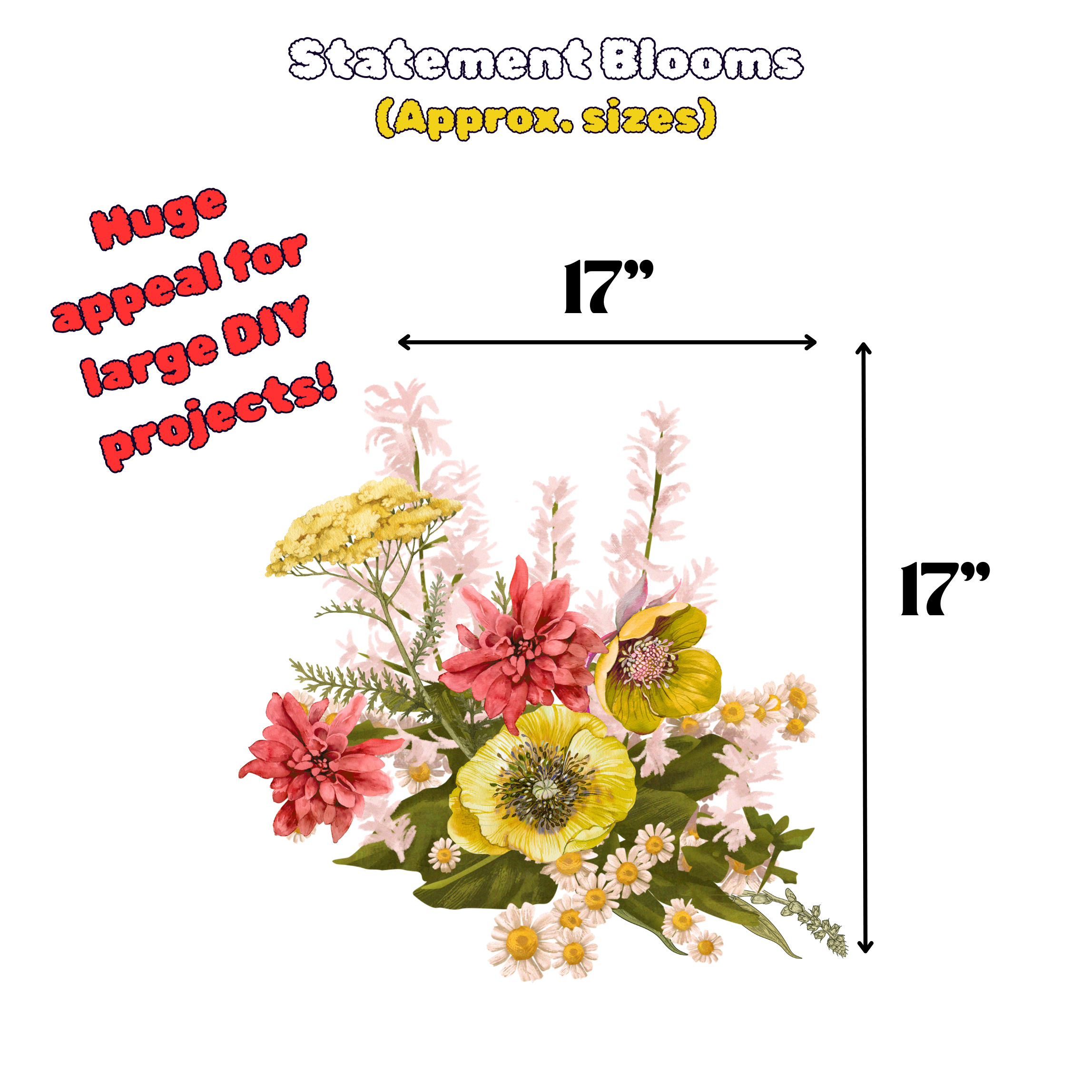 september floral decal set with size chart